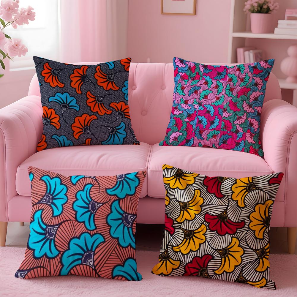 African Style Print Cushion Cover Plush Fabric Soft Double-Sided Printed Sofa Pillow Case Colorfast Home Decor Gift