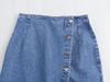 Women's European & American Short Denim Vest + Double Lapel Midi Skirt Set
