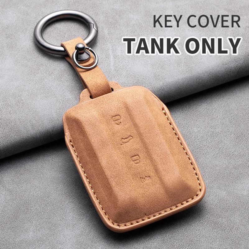Styling Mouldings Leather Car Smart Remote Key Case Fob Cover For Geat Wall GWM WEY TANK 300 500 Tank300 Tank500 Auto Keychain A