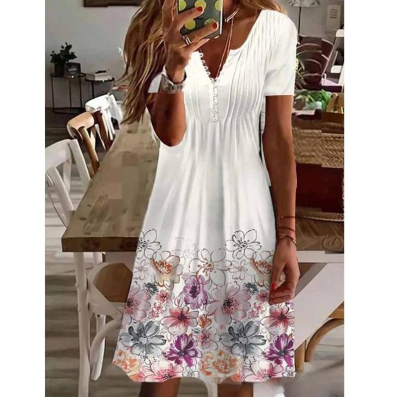 

Весна Лето Женская Мода Кружева Короткие Рукава Длинные Платья XXXL белый/фиолетовый