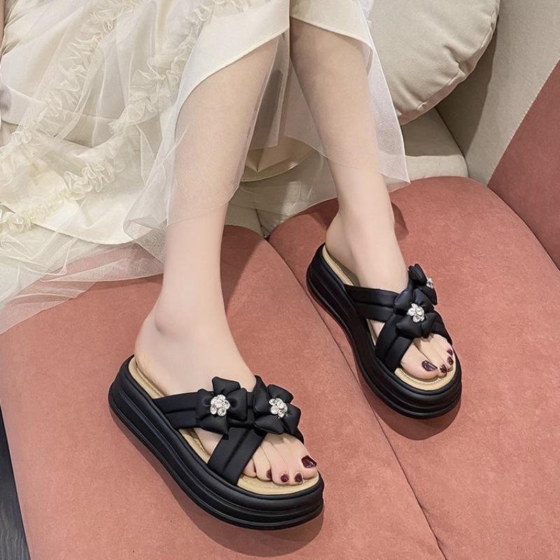 Fashion Platform Slippers Sandals Woman Bowknot Thick Sole Slippers Women Chunky Flip Flops Summer Casual Beach Slides Zapatos Mujer