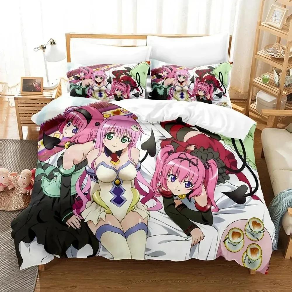 Anime Yami To LOVE-Ru Bettwäsche Set Bettbezug Bettset Steppdecke Kissenbezug Bettdecke King Queen Größe Jungen Erwachsene
