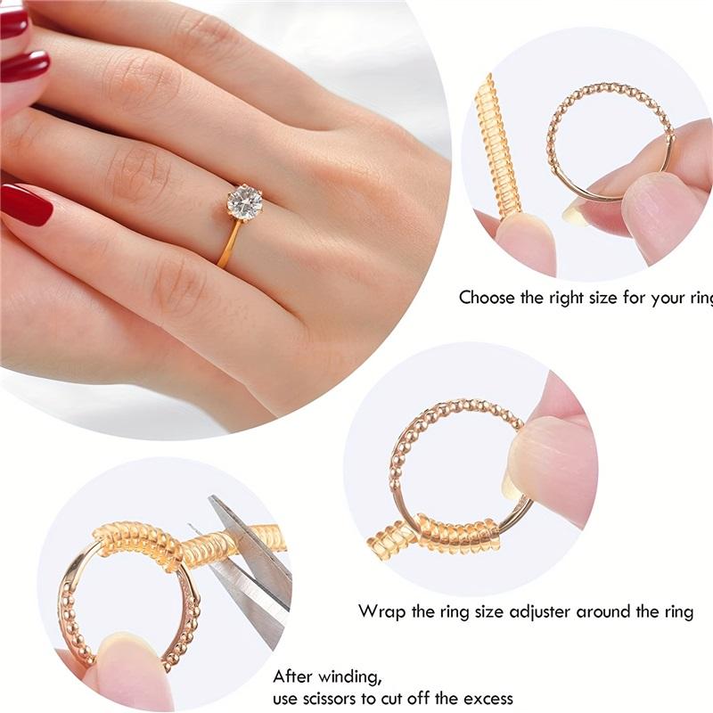 Transparent Spiral Ring Adjuster Set Invisible Silicone Guards for Loose Rings 4 Sizes Secure Fit for Men and Women