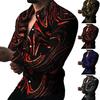 Men Shirt Long Sleeve Turn-down Collar Colorful Print Single-breasted Summer Top Men Clubwear