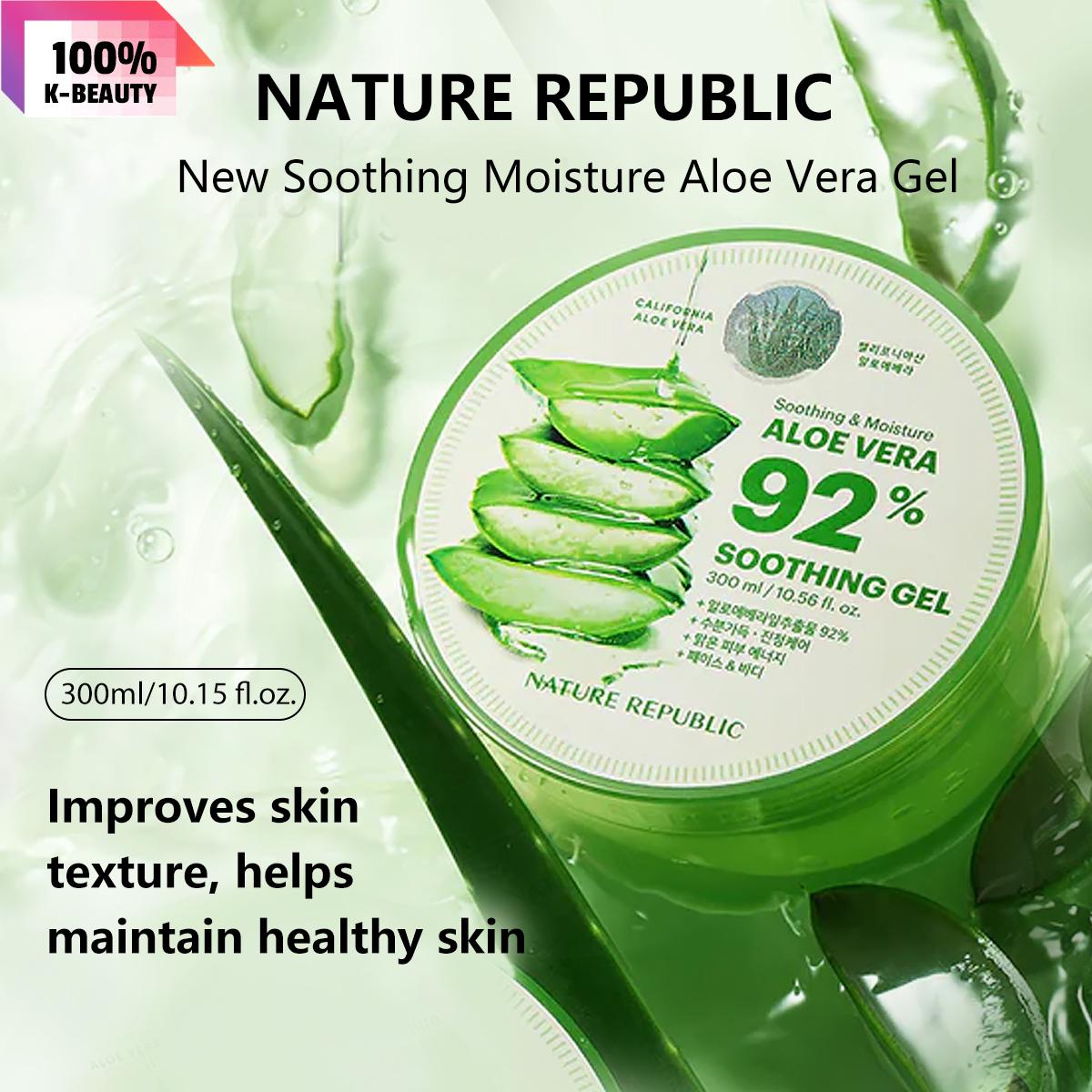

Nature Republic Новый успокаивающий увлажняющий гель с алоэ вера 300 мл/10,56 жидк. унц., 7 мл*10/2,37 унц. 300ml/10.56fl.oz
