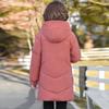 Winter Cotton Padded Jacket Hooded Solid Color Fleece Thick Parkas Warm Loose Long Overcoat Middle Aged Grandma Snow Coat