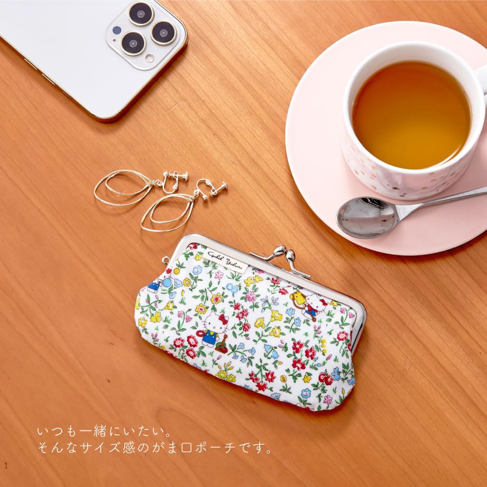 Mini saszetka z zapięciem na klamrę, z motywem Hello Kitty i kwiatowym nadrukiem Sanrio Liberty, mała, urocza i wykonana w wiśniowo-niebieskie postacie,