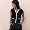 Early Autumn Knit Women Sweater Fashion V-neck Sleeveless Button Pocket Female Vests Loose Panelled Lady Vest