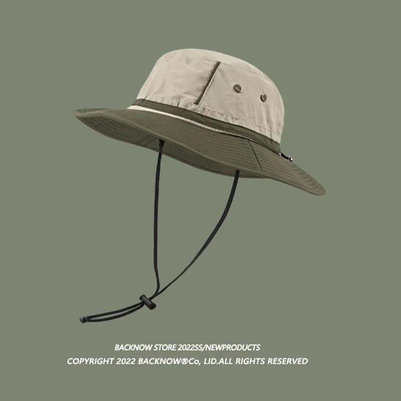 Japanese Oversized Bucket Hat, UV Protection Adjustable Drawstring Unisex Hat for Summer Outdoor Fishing Hiking Casual Headwear