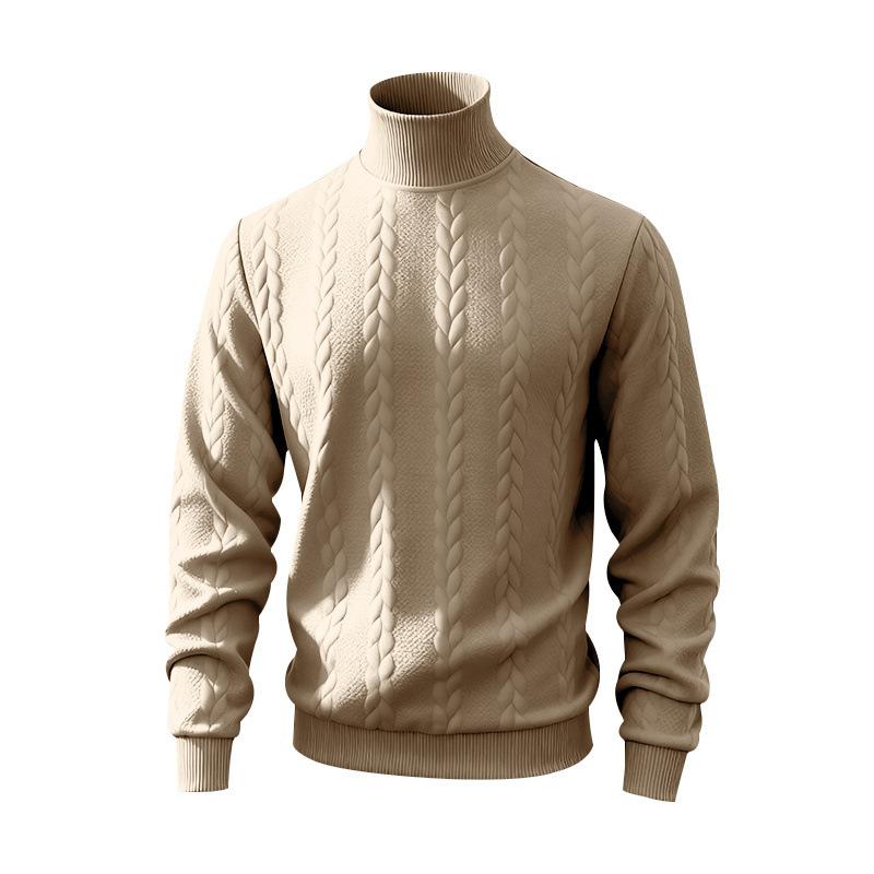 New Arrival Plus Size Men's High-Neck Sweatshirt Heavyweight Textured Jacquard Casual Thermal Sweatshirt