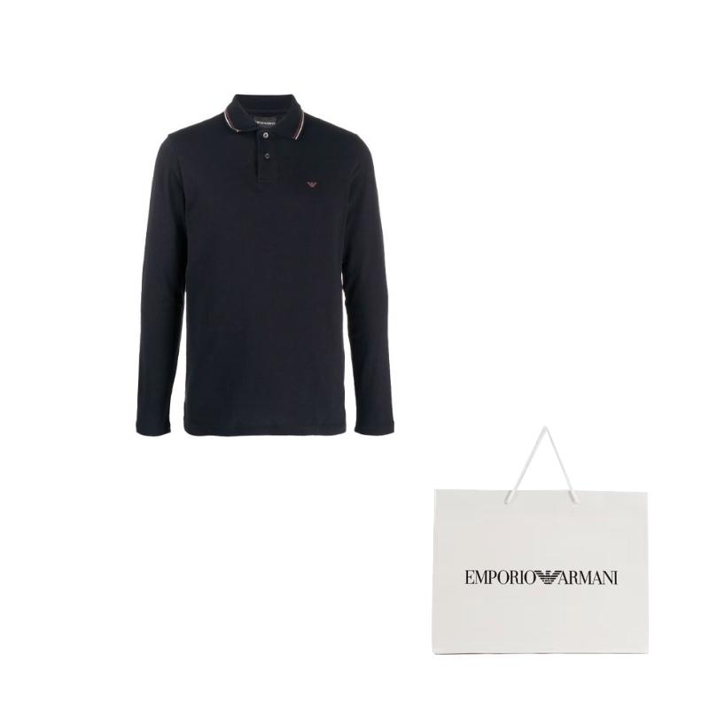 EMPORIO ARMANI Longsleeved Logo-print Polo Shirt 8N1FB5-1JPTZ-0920