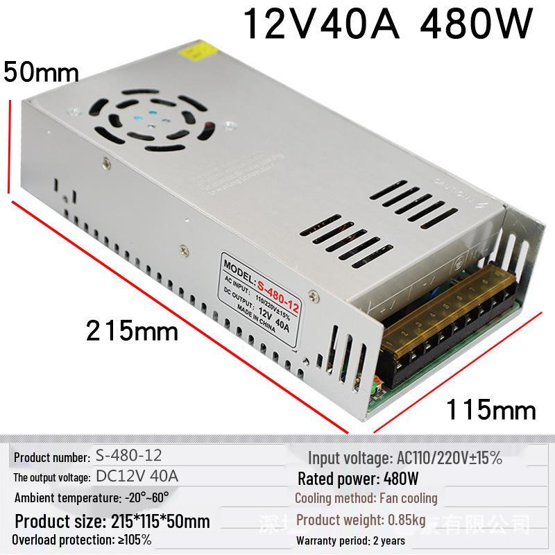 Multi-Voltage DC Switching Power Supply (220V To 5V-60V) for LED Strip Lights, Available In 360W, 400W, 500W Capacities.