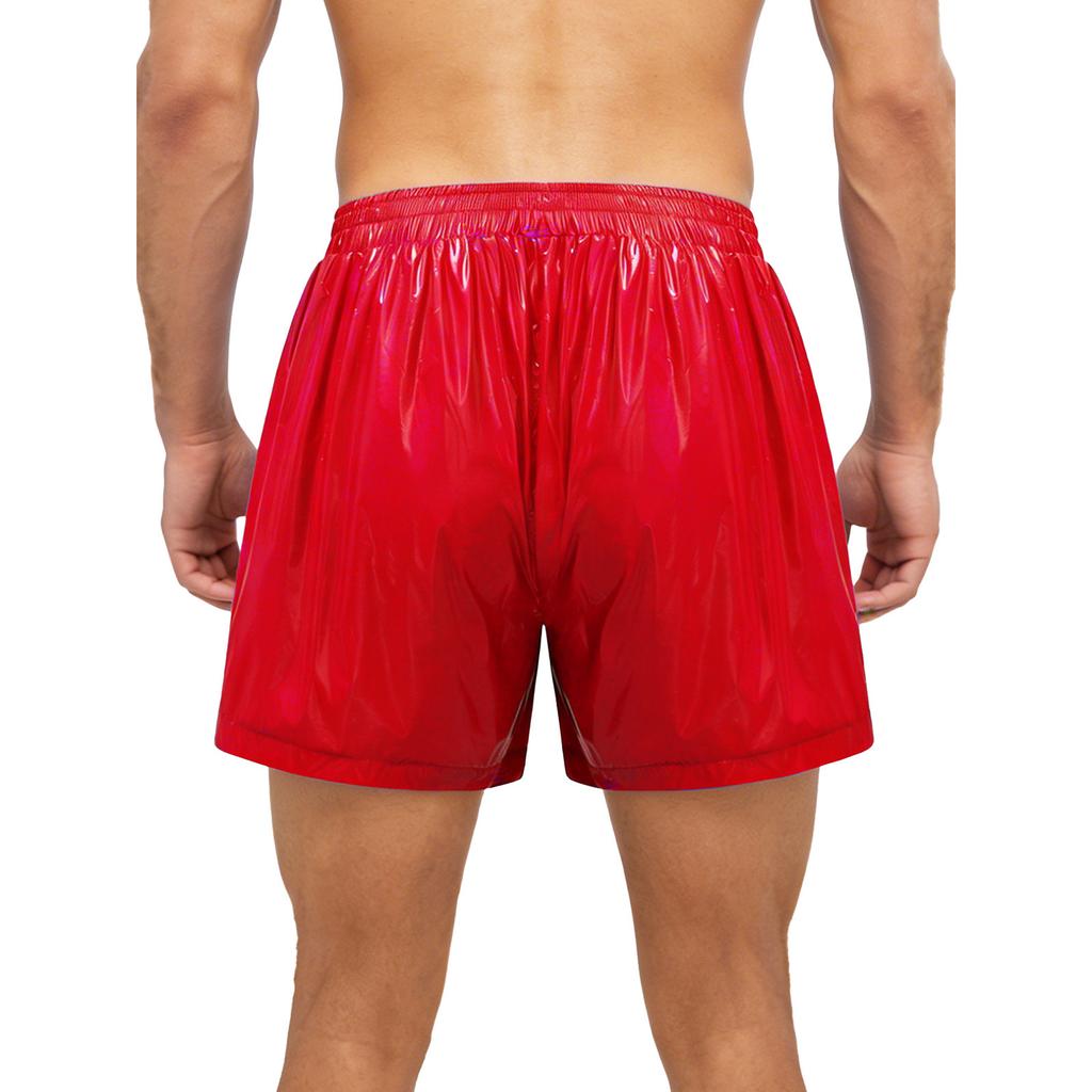Mens Waterproof Swim Trunks Pockets Color Blocking Stripes Elastic Waistband Athletic Bottoms