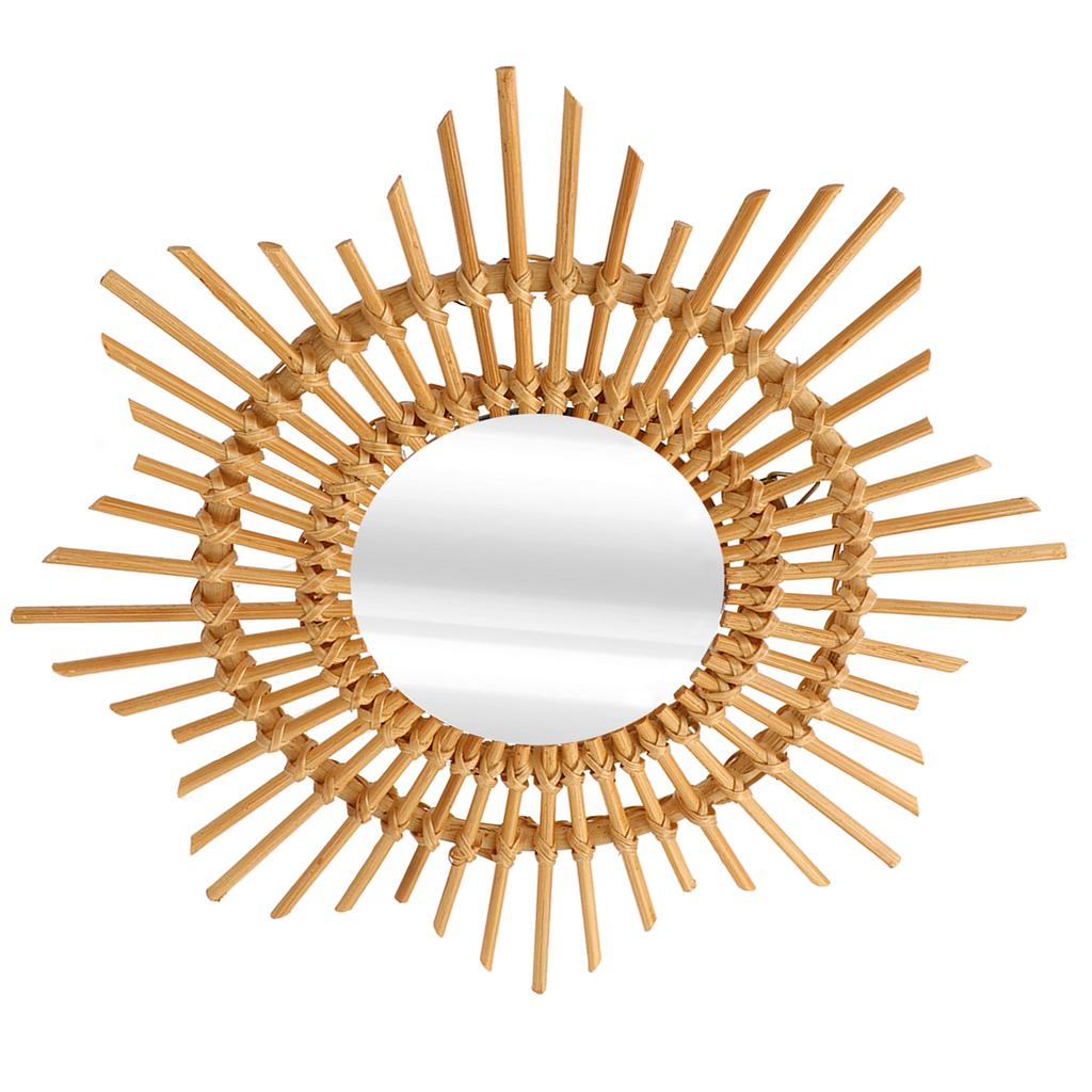 Wall Decor Rattan Mirror Star Shape Unique Simple Handwoven Mirror for Bedroom Living Room Hallway