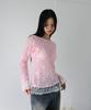 RUBATI Sofia Boat Neck Frill Lace Long Sleeve T-Shirt_Pink