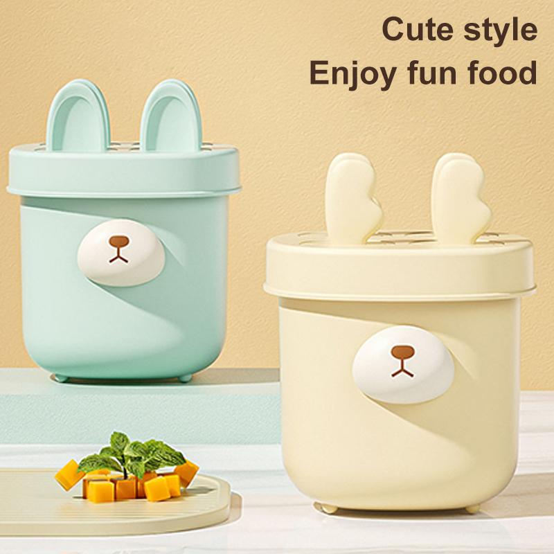 Fryseboks 4 rom Iskremform Matkvalitet Tegneserieform Isgitterlagerboks Gjenbrukbare Runde Ispinnformer Is DIY