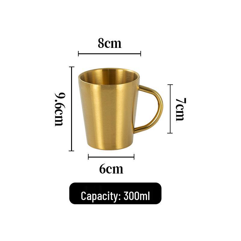 Taza Termo Aislada de Doble Pared de Acero Inoxidable 304 con Asa - Dorada
