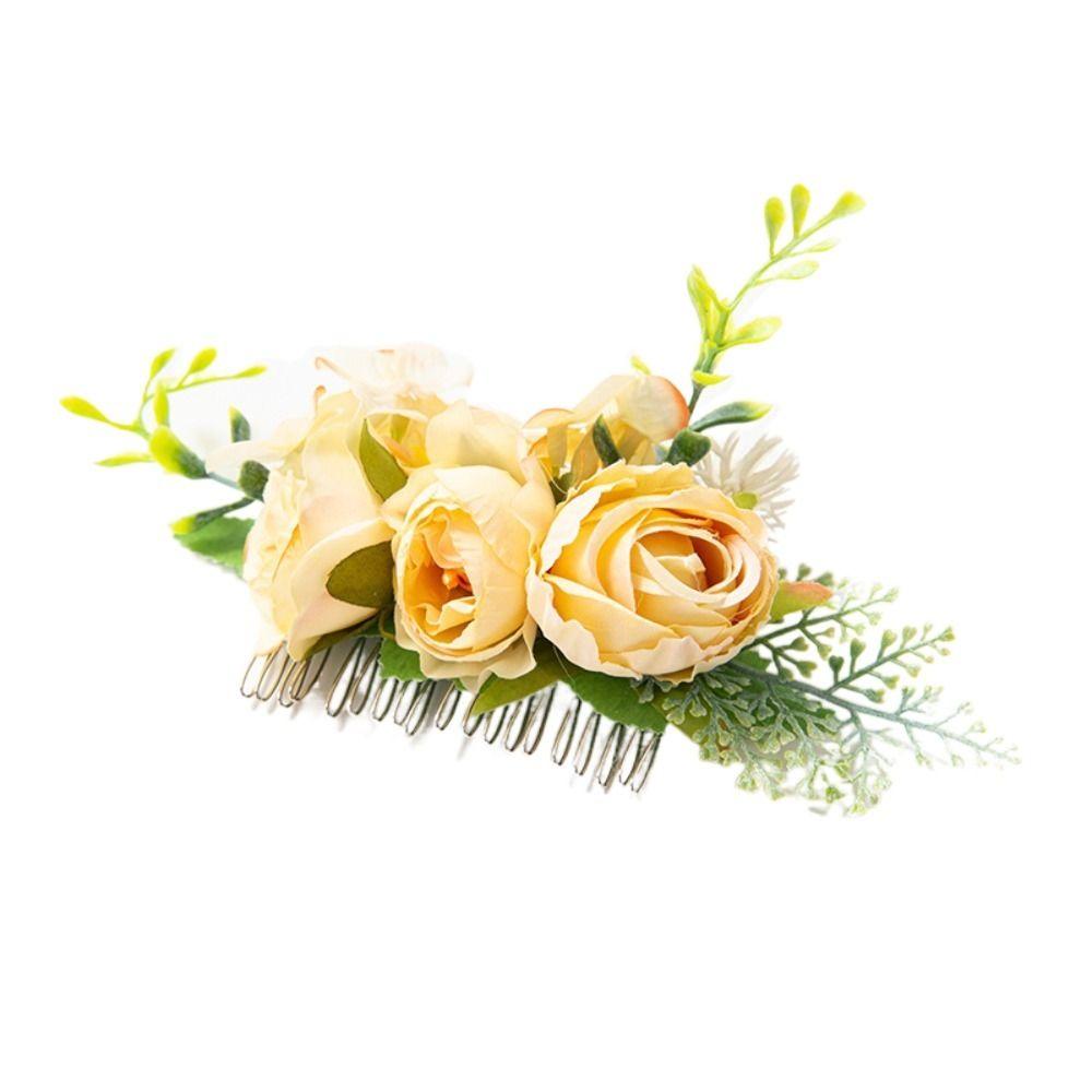 Bridal Crystal Hair Ornaments Flower Leaf  Hair Comb Flower Hair Comb Bridal Hair Accessories