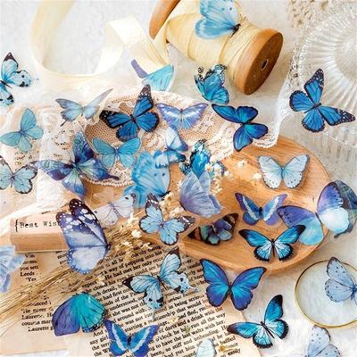 40Pcs/Bag Colorful Butterfly Plants PET Decorative Stickers Diary Scrapbooking Material Toy Plant Deco Album Stationery Stickers