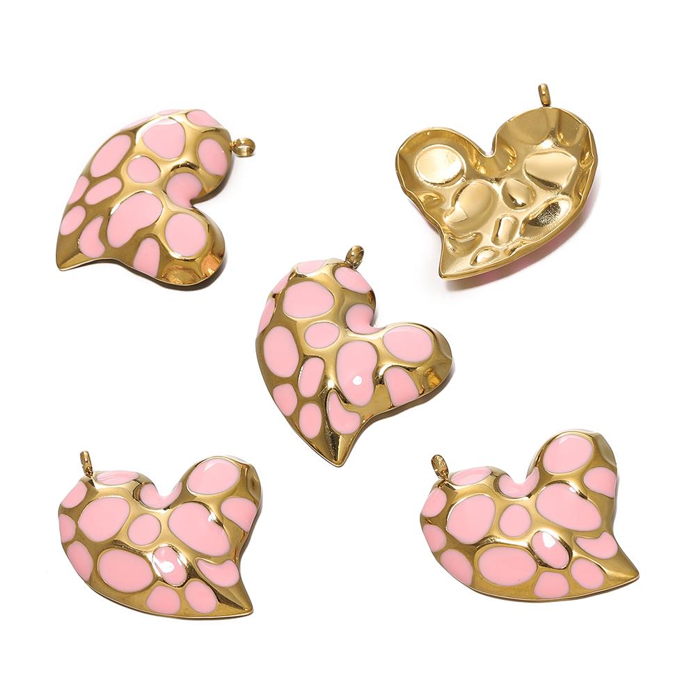 

2Pcs/Lot Colourful Stainless Steel Heart Vintage Enamel Pendant for DIY Necklace Earring Bracelet Jewelry Making Supplies 2PCS