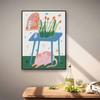 Full Drill Diamond Painting Kit Cute Pink Cat and Tulip Flowers Art Relaxing Creative Craft for Home Wall Decoration Enjoyable DIY Hobby Set