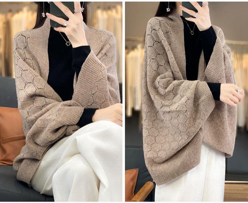 Skin-Friendly Wool Knit Hollow Shawl Scarf Cloak - Autumn/Winter Collection