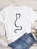 New Cute Love Heart Cat Print Women T-Shirt Casual Short Sleeve Top Summer Women's Clothing Cartoon Streetwear Y2k Clothes