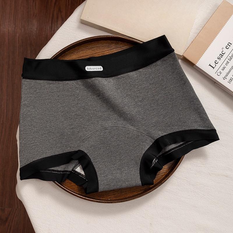 Plus Size Women's Spring and Autumn Grey Sports Style Pure Cotton Non Trace Hip Mid Waist Flat Angle Briefs