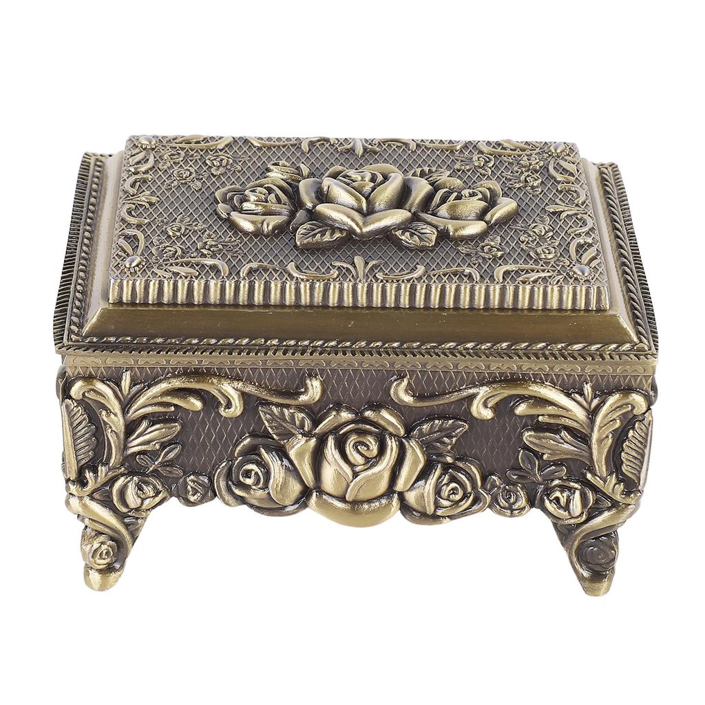 Vintage Jewelry Storage Box 9.2x7x5.8cm Alloy Decorative Large Capacity Versatile Sotrage Case for Earrings Rings