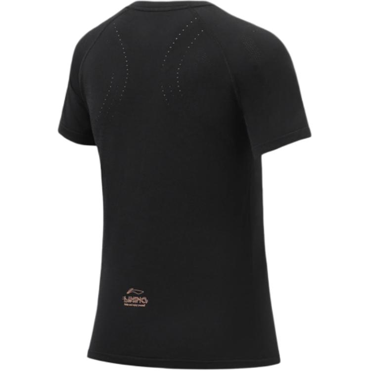 Li Ning Training Series Casual Round Neck Short Sleeve T-Shirt Women Tops Black ATSR366-1