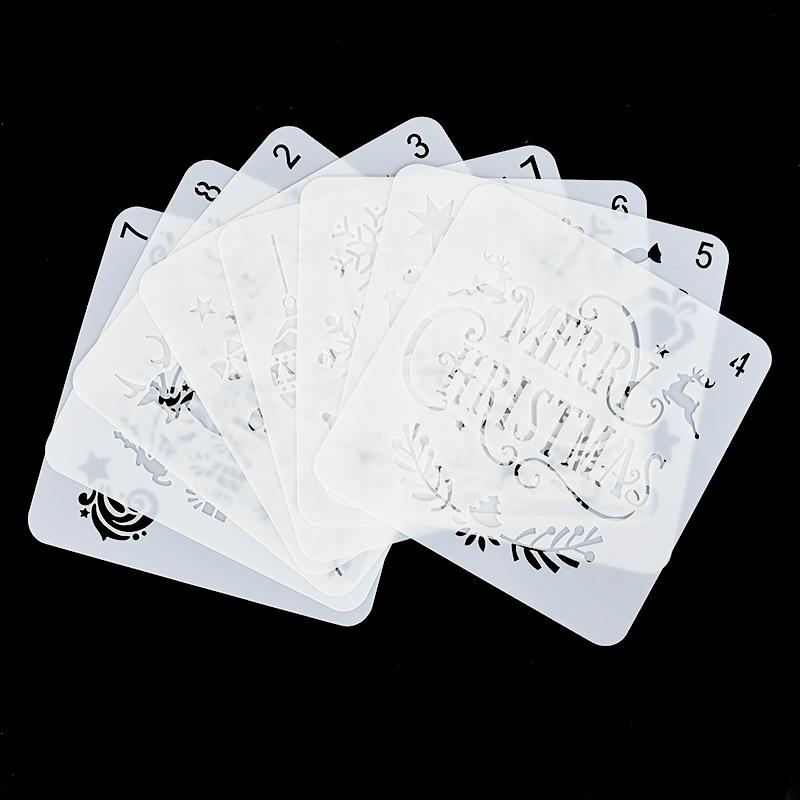 8 Stück/Set Weihnachts-Schablonen Wandmalerei Scrapbook Schablone Prägealbum Papierkarten Vorlagen DIY Geschenk Basteln Heimdekoration