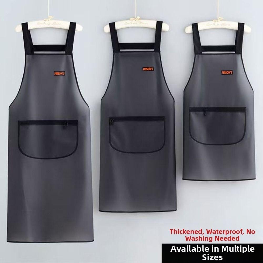 PU Kitchen Apron Waterproof Cleaning Aprons Thickened Work Apron  Unisex