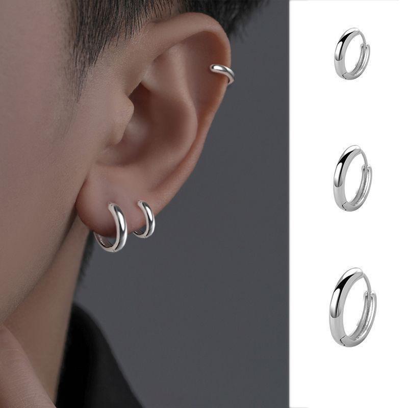 Titanstahl 2/2,5 mm Rohrdicke Mehrere Größen Runde Creolen für Herren Klassischer Schmuck für Accessoires