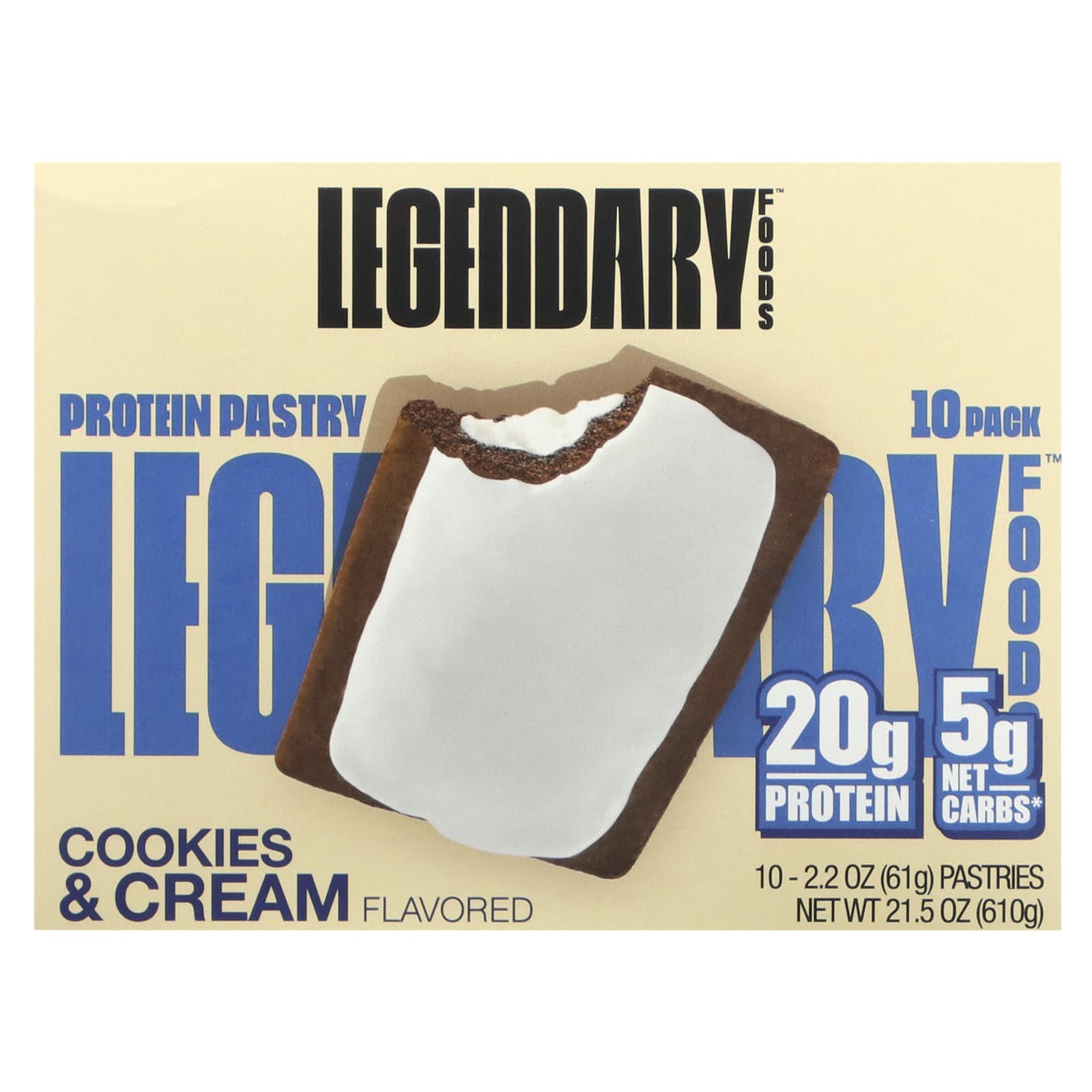 

Protein Pastry, Cookies & Cream, 10 Pastries, 61G (2.2Oz) Each