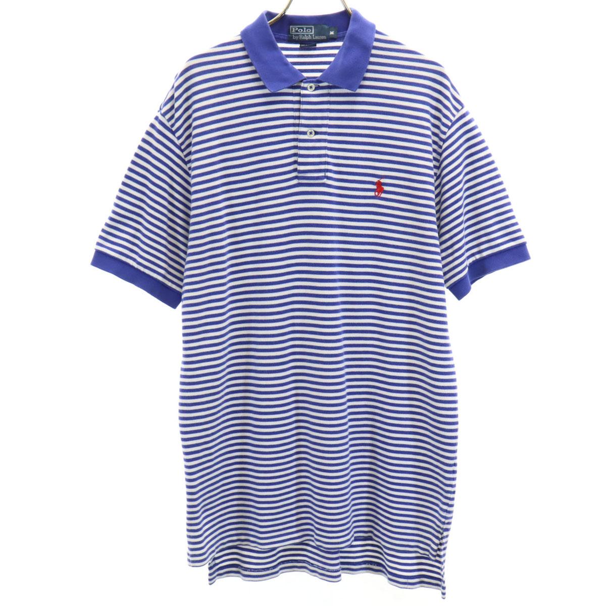 

Polo by Ralph Lauren Border Pattern Short sleeve Polo shirt M blue Fawn Men s Used