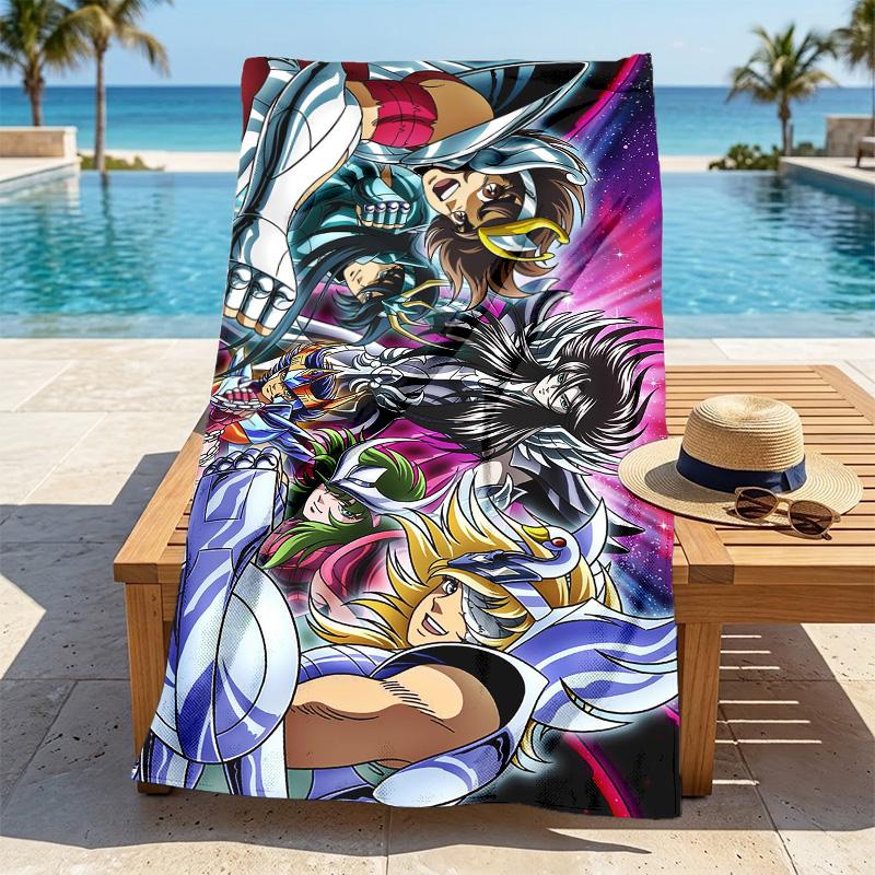 Saint Seiya Stylish Digital Printing Beach Towel Quick‑Drying Absorbent Blanket for Beach Pool Gym Travel