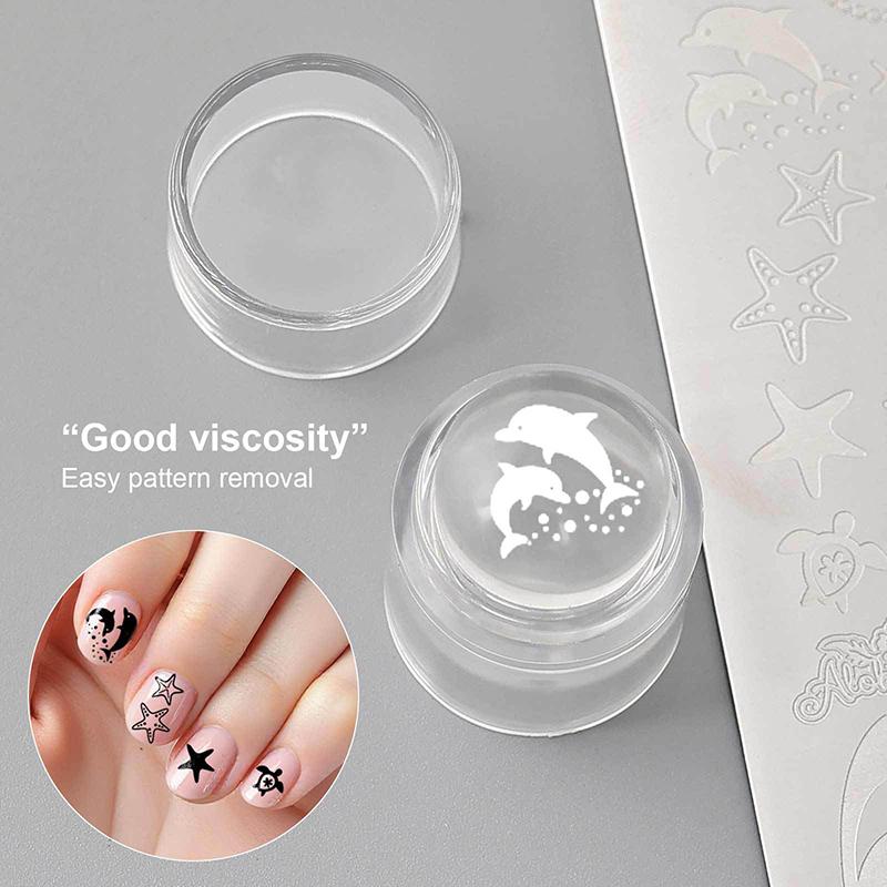 Jelly Silicone Nail Stamper With Scraper Transparent Nail Templates Stamp For Stamping Polish Printing Manicure Tools