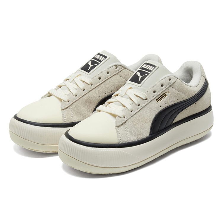 Puma Suede Mayu Tc Thick Sole Low Top Sneakers Women Sneakers Ivory Black 385234-02