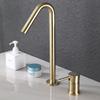 Widespread Bathroom Sink Mixer Single Lever Hot and Cold Basin Faucet Brass Black chrome finished Lavatory Tasp Brush Gold