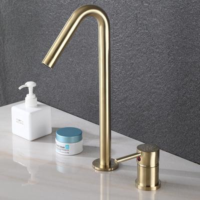 Widespread Bathroom Sink Mixer Single Lever Hot and Cold Basin Faucet Brass Black chrome finished Lavatory Tasp Brush Gold