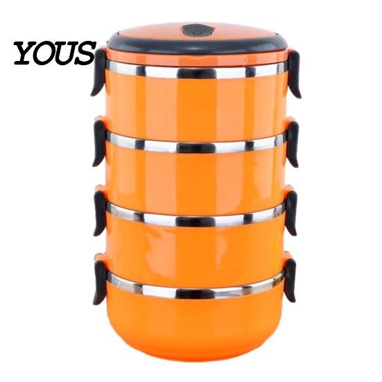 Separate Layer Bento Box Stackable Insulated Lunch with Handle, Stainless Steel Interior Easy Cleaning Portable Thermal Design, Leak-Proof Food