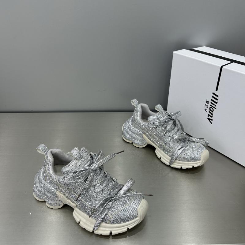 Summer and autumn new casual platform women's shoes rhinestone dad shoes women's versatile full diamond casual shoes women's single shoes women