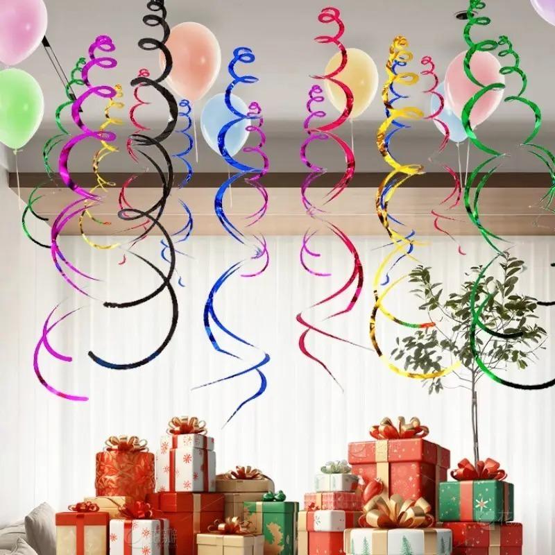 6/12/18PCS Colourful Spiral Decoration Spiral Banner Hanging Swirl Decorations Birthday Wedding Christmas DIY Party Supplies