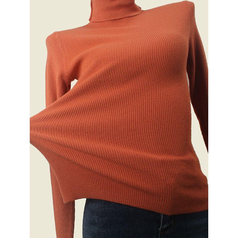 French Style Normcore Casual Turtleneck Small Thread Bottoming Shirt Fashion Wind Fall and Winter Pullover Base Long Sleeves Women's Knitted Sweater