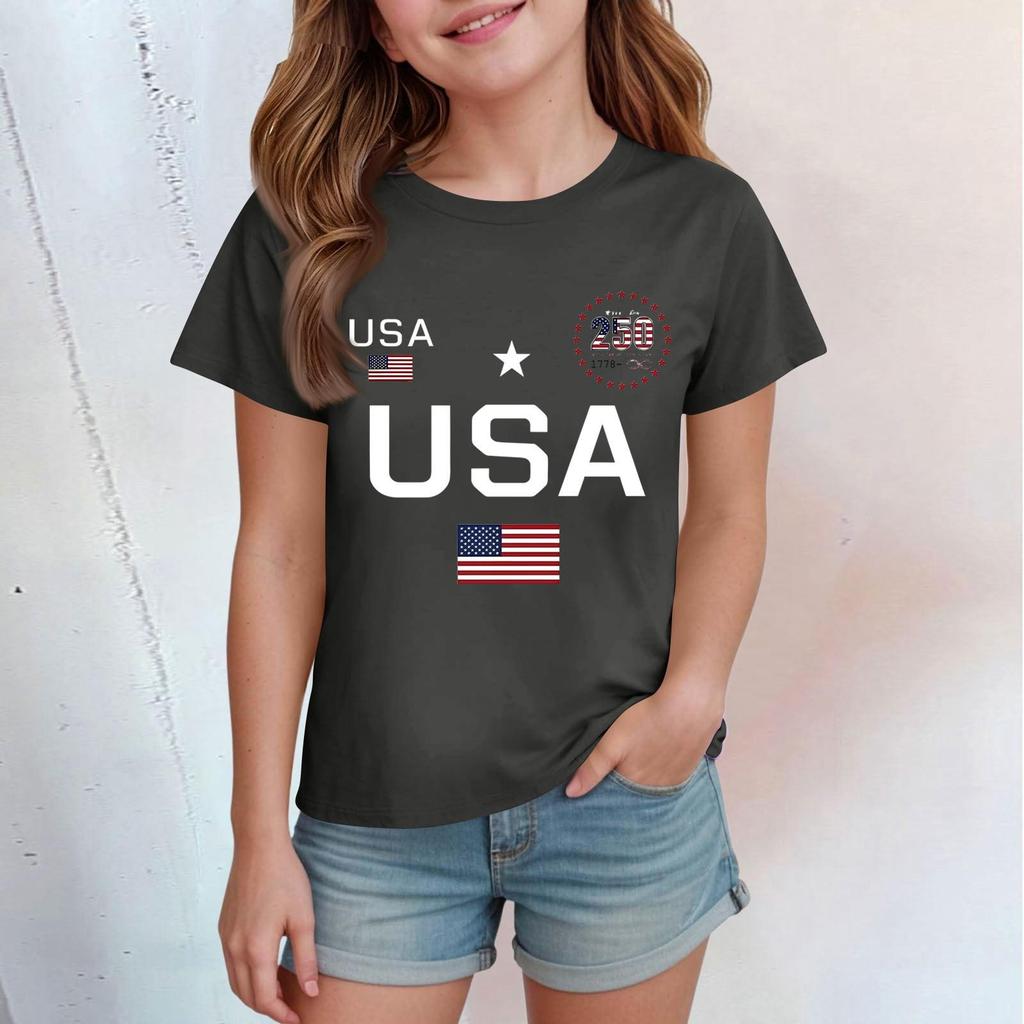 Casual bedrukte top met ronde hals en korte mouwen voor kinderen