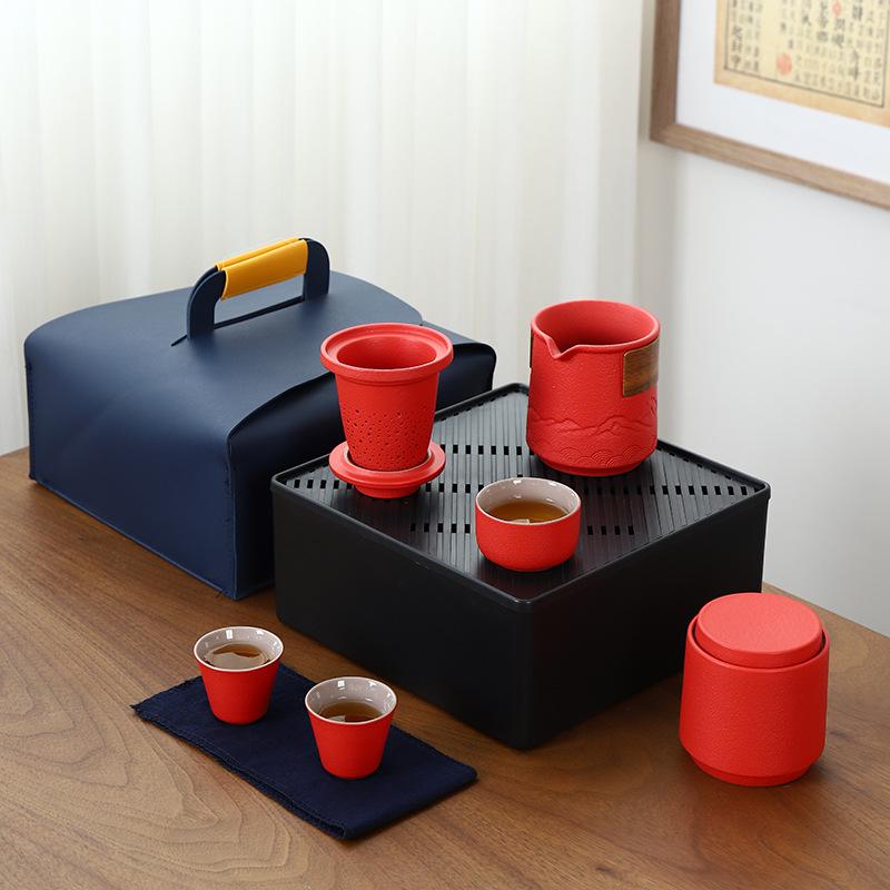 Travel Tea Set Car Outdoor Portable Ceramic Kuaike Cup Tea Can Complete Set Company Business Gifts