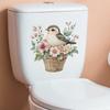 Cartoon Green Leaf Flower Basket Little Bird Bathroom Toilet and Home Beautification Stickers