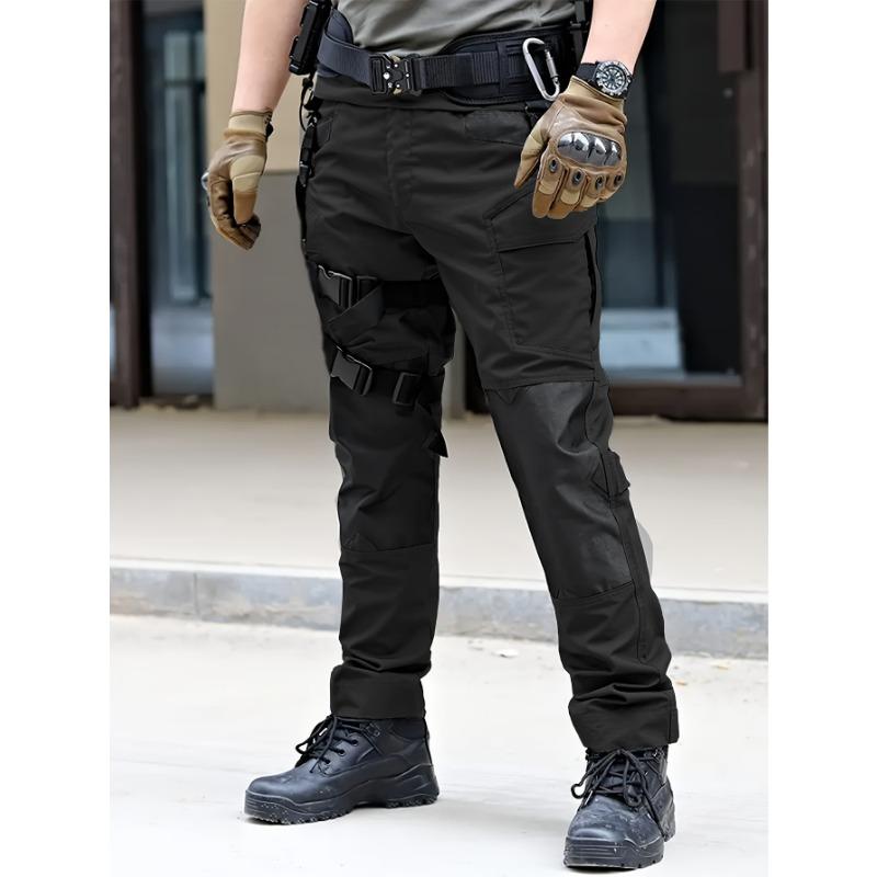 Mens Summer Camouflage Tactical Cargo Pants Straight Leg Multi Pocket Quick Dry S чёрный