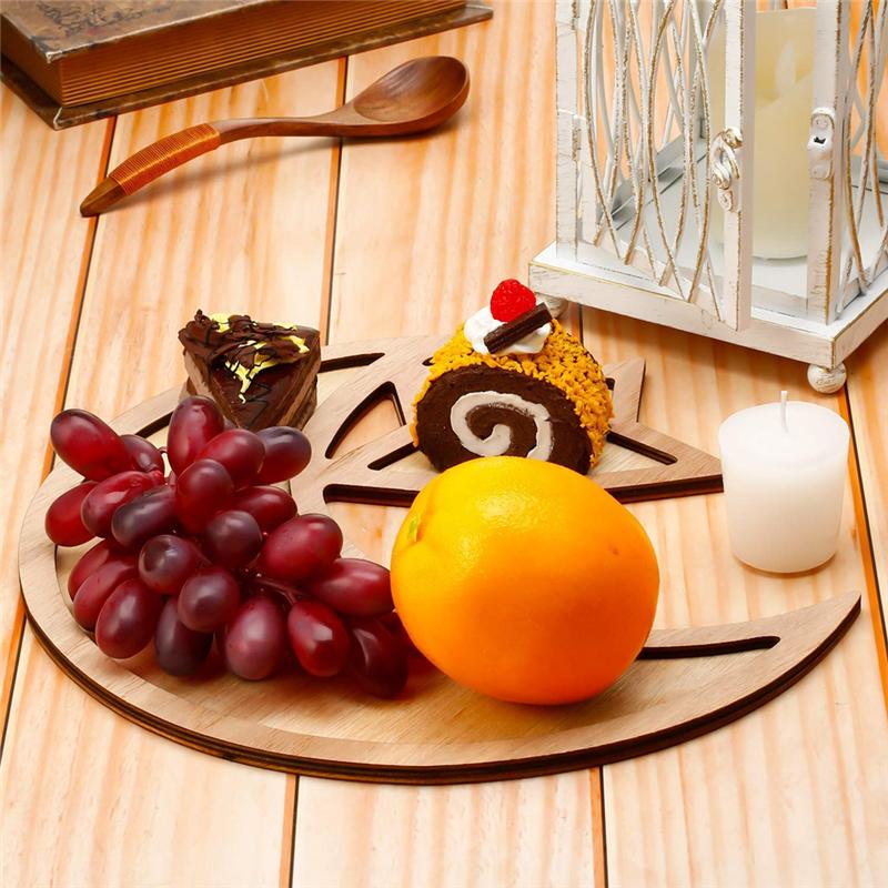 2 Sets Ramadan Wood Tray Moon Wooden Star Tableware Eid Mubarak Party Serving Tableware For Breakfast-B61B