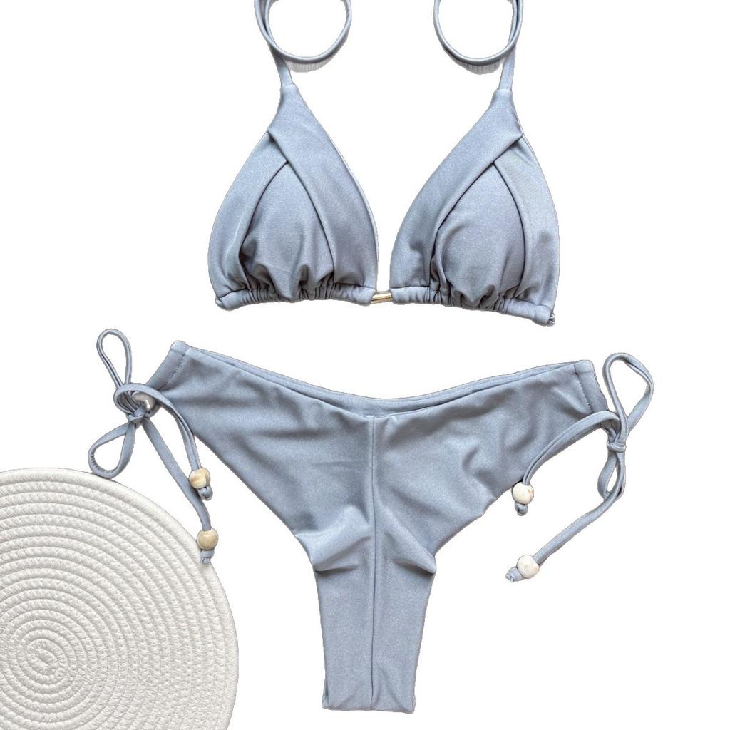 1011 European and American New Bikini, Solid Color Swimsuit, Beach Sexy Women's Swimsuit
